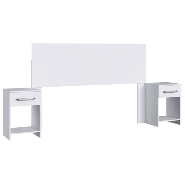 Imagem de Cabeceira Casal com Mesa de Cabeceira Branco Ca41 - Decibal