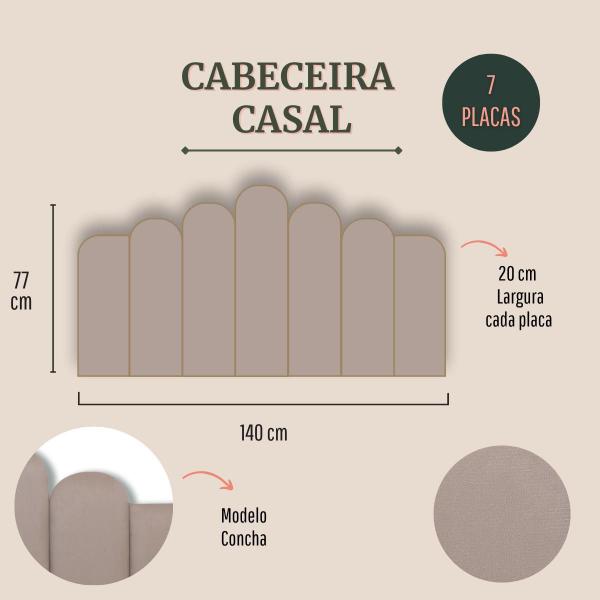 Imagem de Cabeceira Casal Concha 140x77 Cama Box Modulada Luno