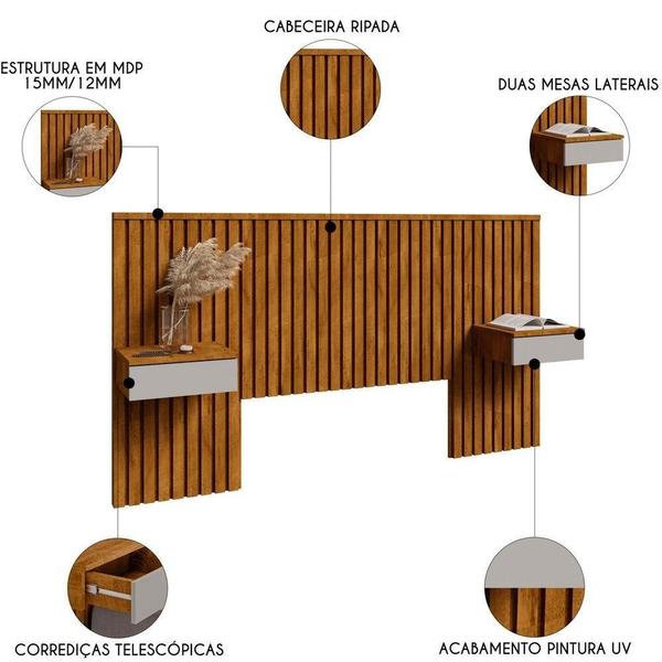 Imagem de Cabeceira Casal E Queen Com 2 Gavetas Star B02 Naturalle/off - Mpozenato