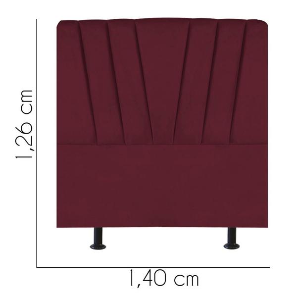 Imagem de Cabeceira Casal Estofada Bélgica 140cm Cama Box Suede Cor Bordô