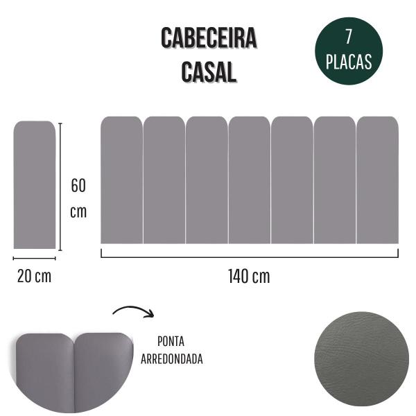 Imagem de Cabeceira Casal Estofada de Colar na Parede Kit 7 Placas Modelo Arredondada - Várias Cores