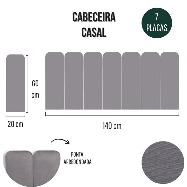 Imagem de Cabeceira Casal Estofada de Colar na Parede Kit 7 Placas Modelo Arredondada - Várias Cores