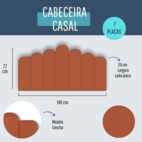 Imagem de Cabeceira Casal Estofada de Colar na Parede Kit 7 Placas Modelo Concha - Várias Cores