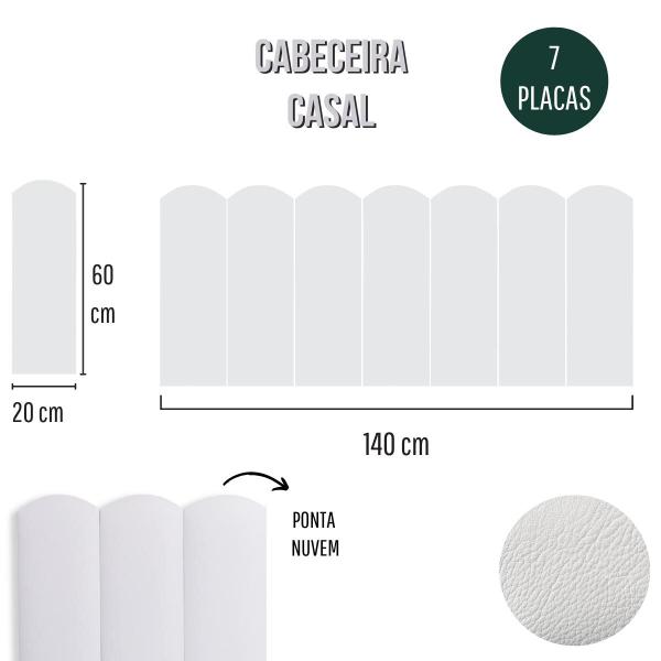 Imagem de Cabeceira Casal Estofada de Colar na Parede Kit 7 Placas Modelo Nuvem - Várias Cores