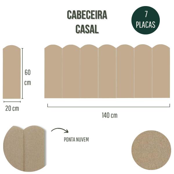 Imagem de Cabeceira Casal Estofada de Colar na Parede Kit 7 Placas Modelo Nuvem - Várias Cores