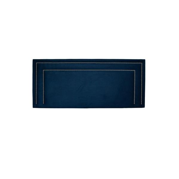 Imagem de Cabeceira Casal Estofada para Cama Box com Tachas 140x60cm Reta Luxo Dupla Azul/Prata