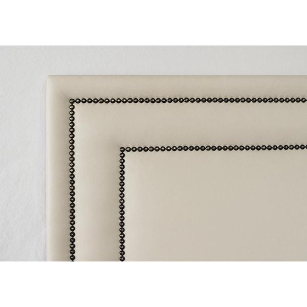 Imagem de Cabeceira Casal Estofada para Cama Box com Tachas 140x60cm Reta Luxo Dupla Off White/Fumê