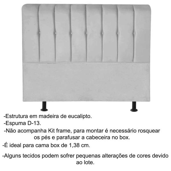 Imagem de Cabeceira Casal Estofada para Cama Box Kiara 140 cm