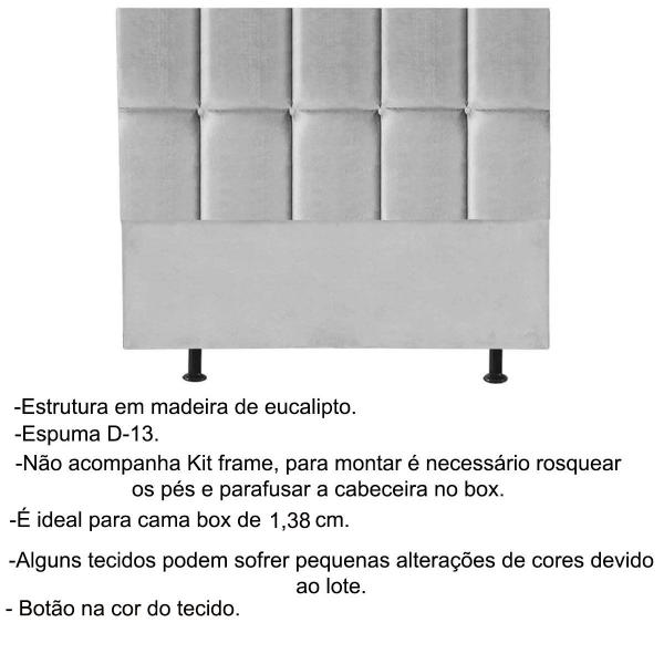 Imagem de Cabeceira Casal Estofada para Cama Box Poliana 140 cm