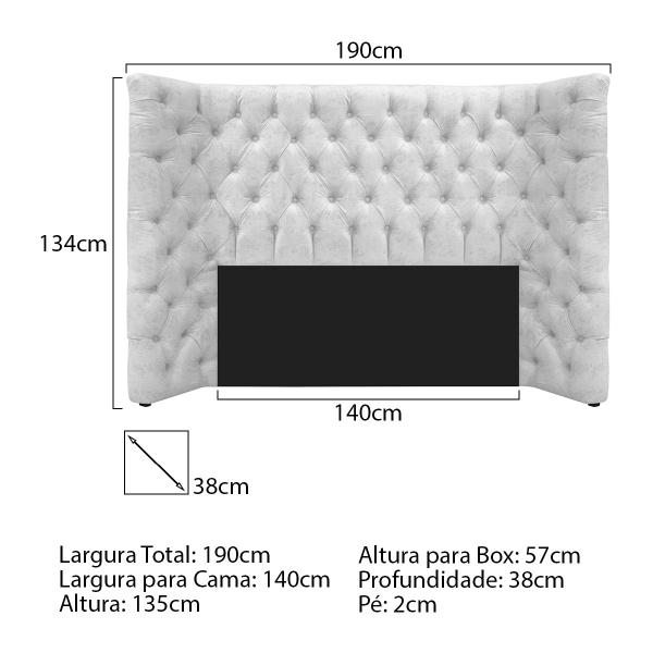 Imagem de Cabeceira Casal Everest P02 140 cm para cama Box Suede - Doce Sonho Móveis