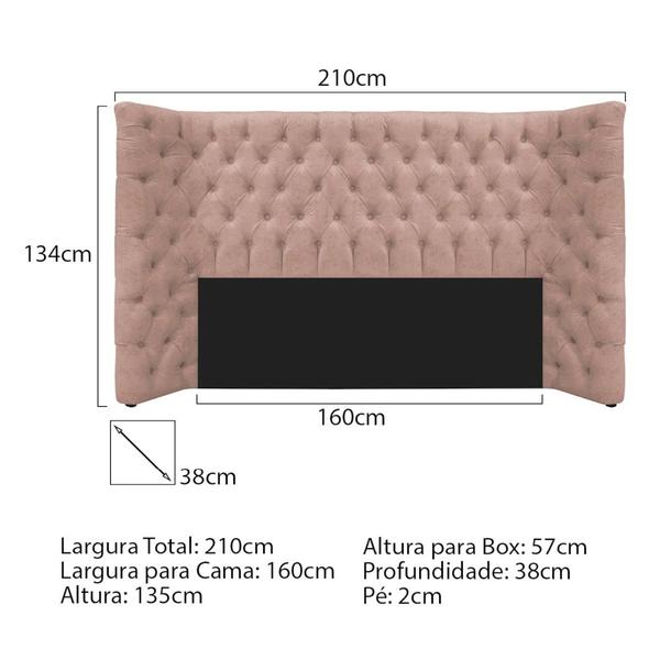 Imagem de Cabeceira Casal Everest P02 140 cm para cama Box Suede Rosê - Amarena Móveis