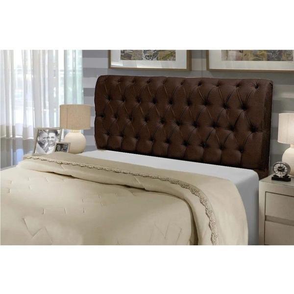 Imagem de Cabeceira Casal King 195cm Para Cama Box Paris Suede Marrom - DS Estofados