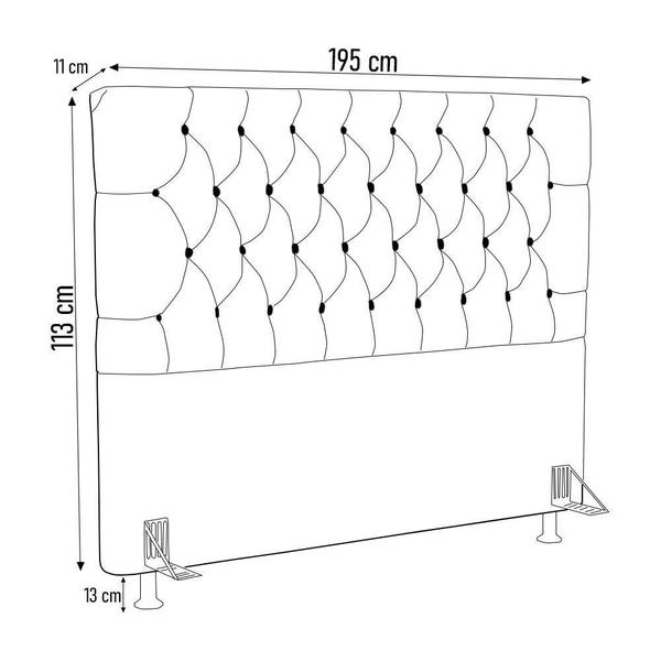 Imagem de Cabeceira Casal King Cama Box 195cm Cristal C16 Bouclê Marrom