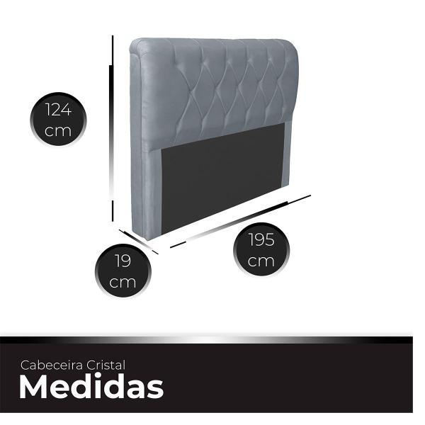 Imagem de Cabeceira Casal King Cama Box Estofada Cristal 195 cm Veludo