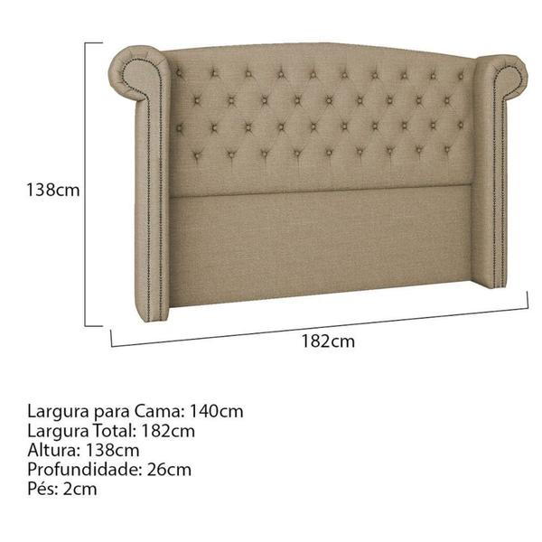 Imagem de Cabeceira Casal  Lyon P04 140 cm Suede Bege TCA 941 - Amarena Móveis