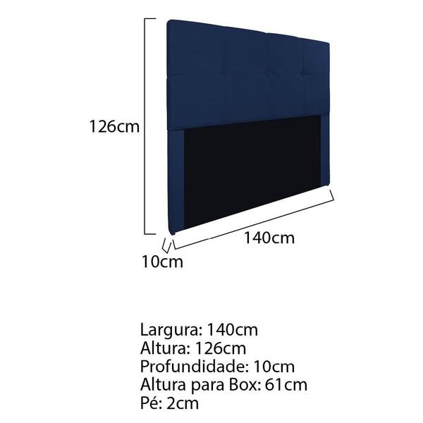 Imagem de Cabeceira Casal Marseille P02 140 cm Suede Azul Marinho - Amarena Móveis