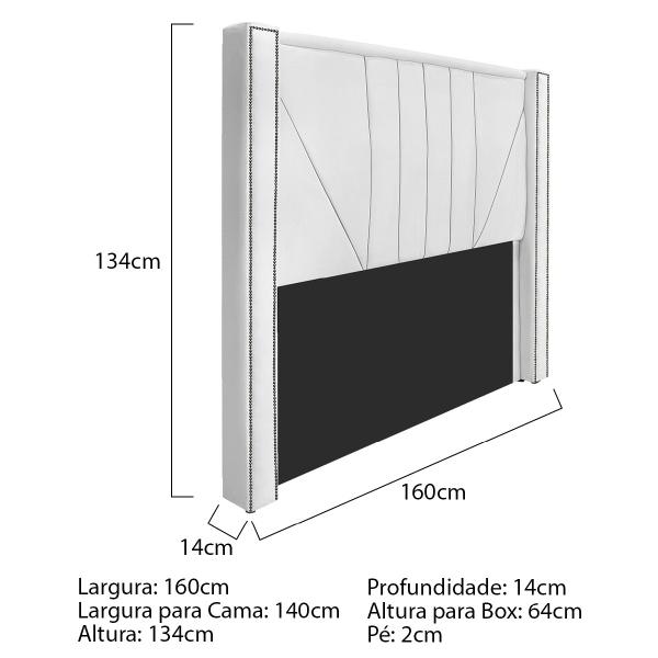 Imagem de Cabeceira Casal Minsk P02 140 cm para cama Box Sintético - ADJ Decor