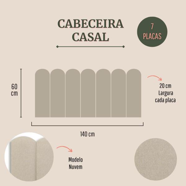 Imagem de Cabeceira Casal Nuvem Linho 140x60 Cama Box Modulada 