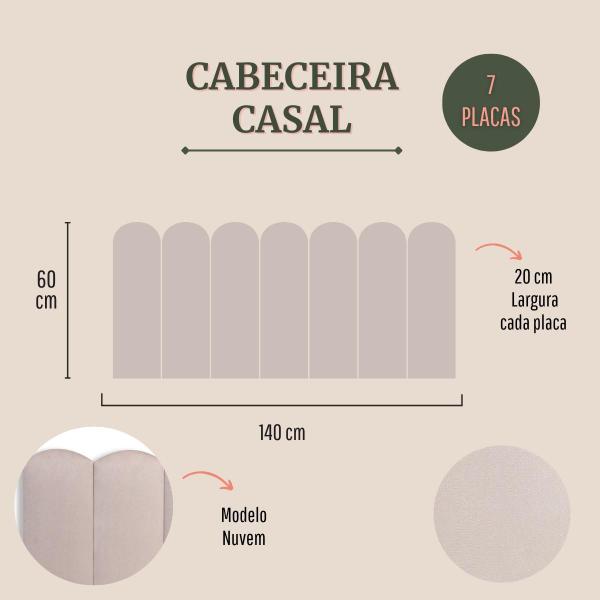 Imagem de Cabeceira Casal Nuvem Suede 140x60 Cama Box Modulada 