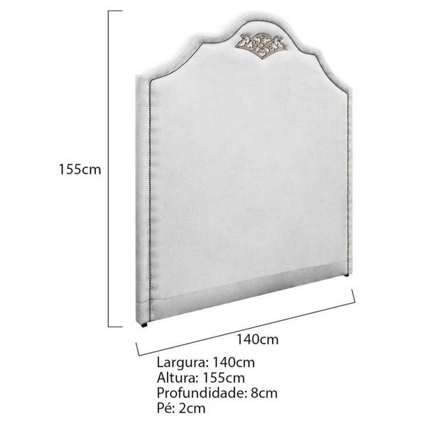 Imagem de Cabeceira Casal Orlando P02 140 cm para cama Box Suede Branco - Amarena Móveis