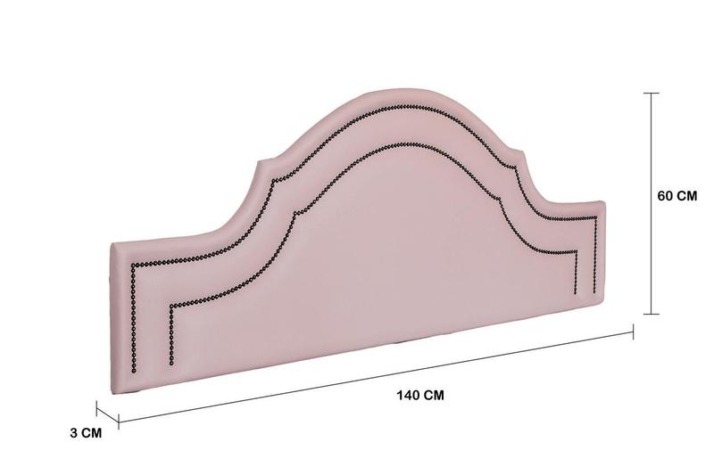 Imagem de Cabeceira Casal Provençal Luxo Dupla 140x60 Sintético Rosa - Tachas Fumê