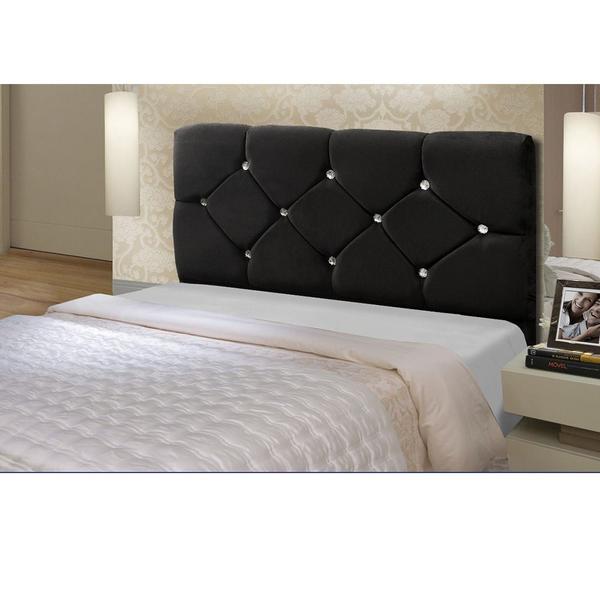 Imagem de Cabeceira Casal Queen 160cm Para Cama Box Livía Suede Preto - DS Estofados