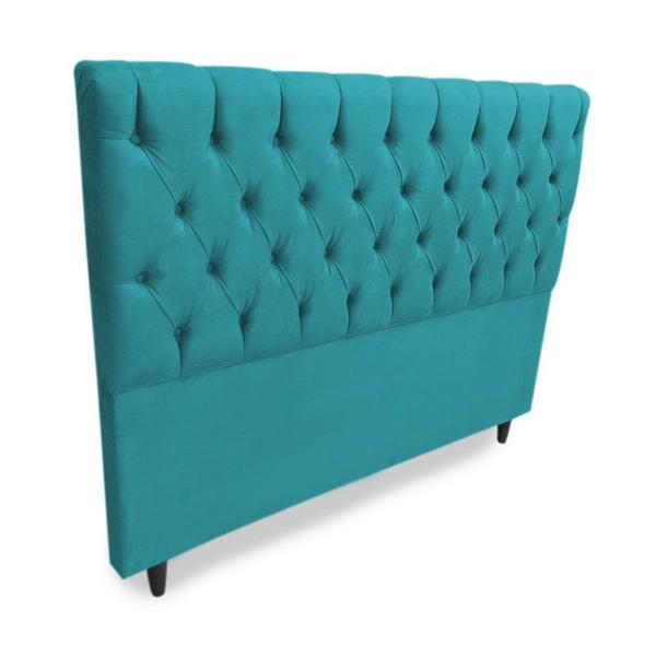 Imagem de Cabeceira Casal Queen 160cm Para Cama Box Sofia Suede Azul Turquesa - DS Estofados