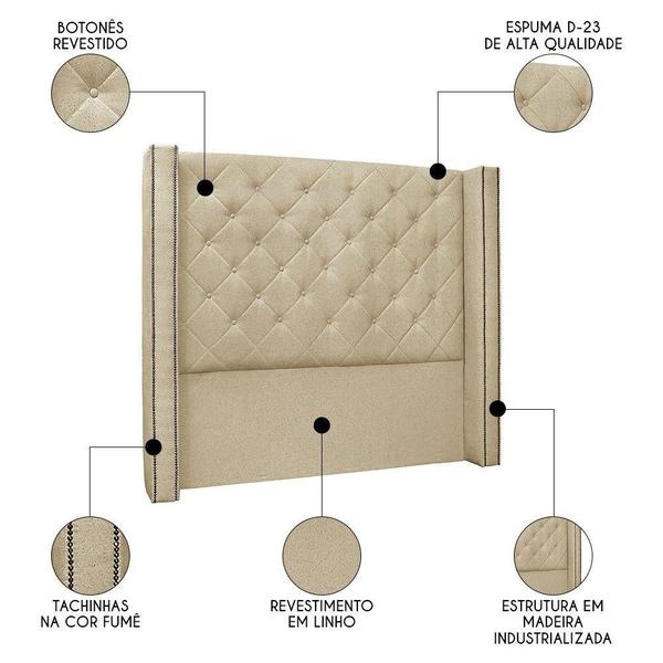 Imagem de Cabeceira Casal Queen Cama Box 160cm Louise S06 Linho Dourado - Mpozenato