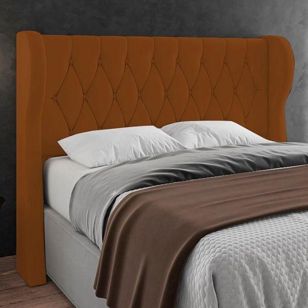 Imagem de Cabeceira Casal Queen Cama Box 160cm Malva I02 Veludo Terracota Mpozenato