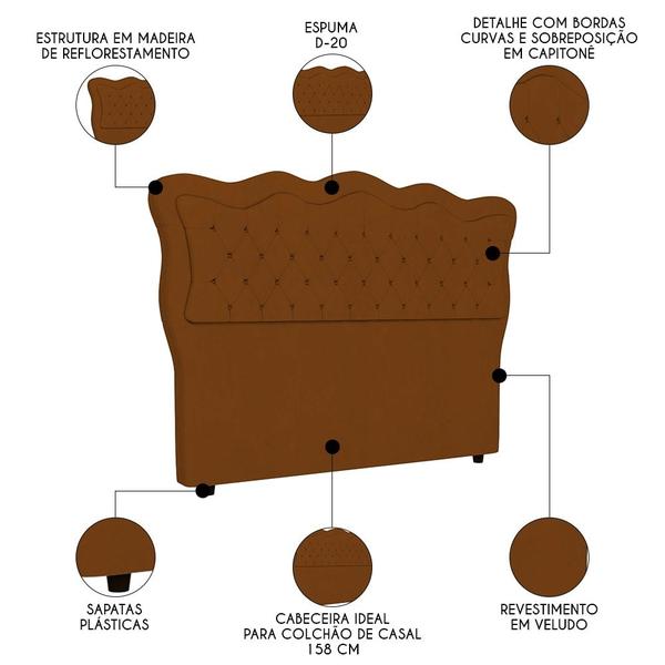 Imagem de Cabeceira Casal Queen Cama Box 160cm Oregon I02 Veludo Terracota - Mpozenato