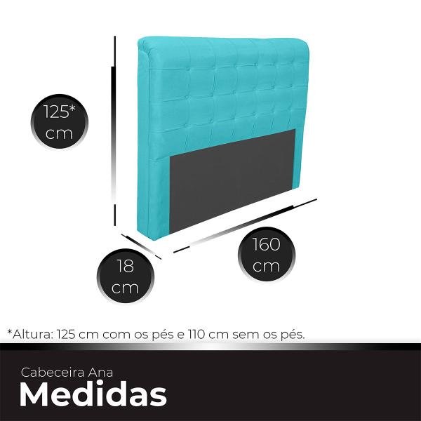 Imagem de Cabeceira Casal Queen de Cama Box Estofada Ana 160 cm Veludo