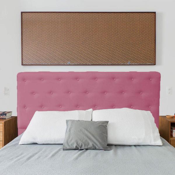 Imagem de Cabeceira Casal Queen Juliana 160cm Para Cama Box Suede Rosa - DS Estofados