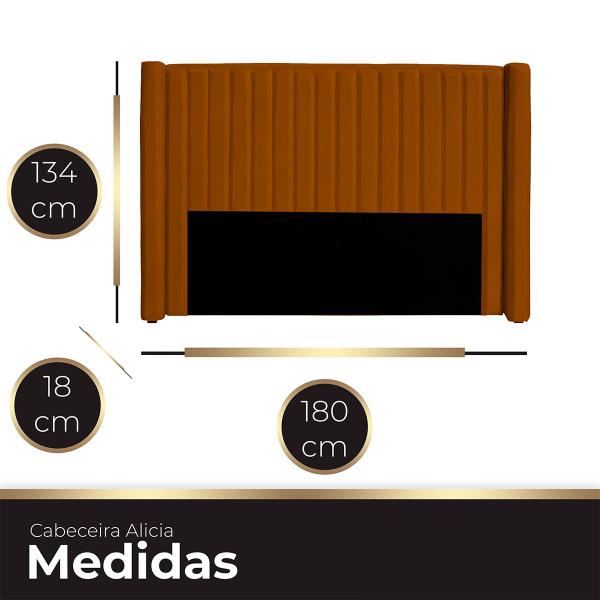 Imagem de Cabeceira Casal Queen Size Estofada para Cama Box Alicia Veludo