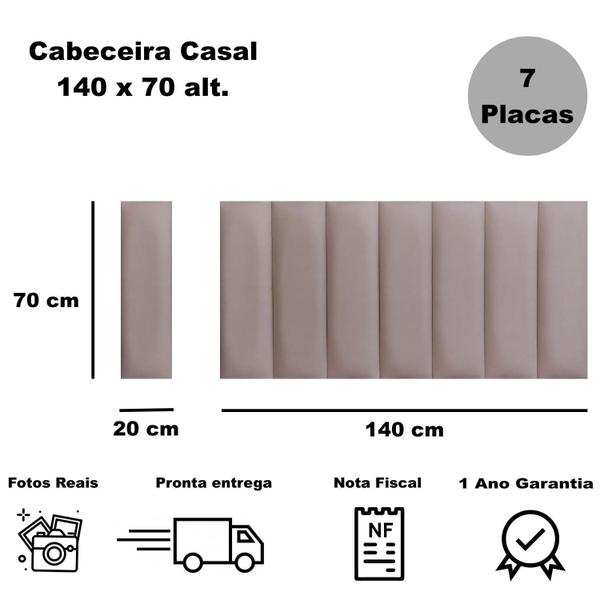 Imagem de Cabeceira Casal Suede Marfim Placa Estofada Autocolante