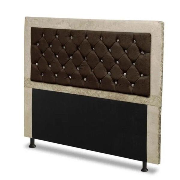 Imagem de Cabeceira Casal Super King 195cm Para Cama Box Berlim Suede Marfim/Marrom  - SA Móveis