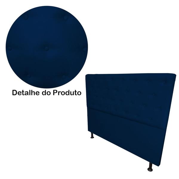 Imagem de Cabeceira Casal Super King Juliana 195cm Para Cama Box Suede Azul Marinho - DS Estofados