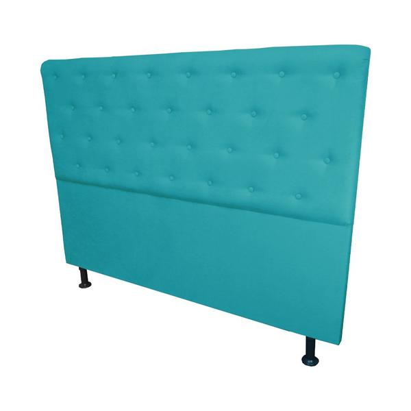 Imagem de Cabeceira Casal Super King  Juliana 195cm Para Cama Box Suede Azul Turquesa - DS Estofados