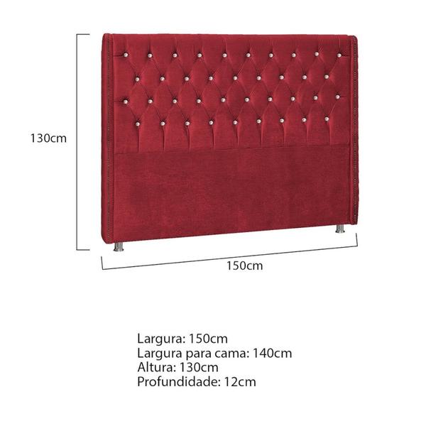 Imagem de Cabeceira Casal Tóquio P04 140 cm Suede  Vermelho TCA 53 - Amarena Móveis