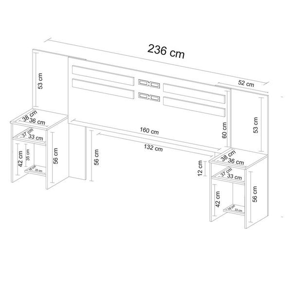 Imagem de Cabeceira Casal Triunfo 216cm Ébano Touch 9590 Demóbile