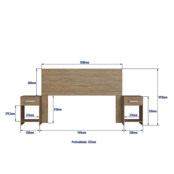 Imagem de Cabeceira com 2 Mesas de Apoio CA41 Decibal Wood