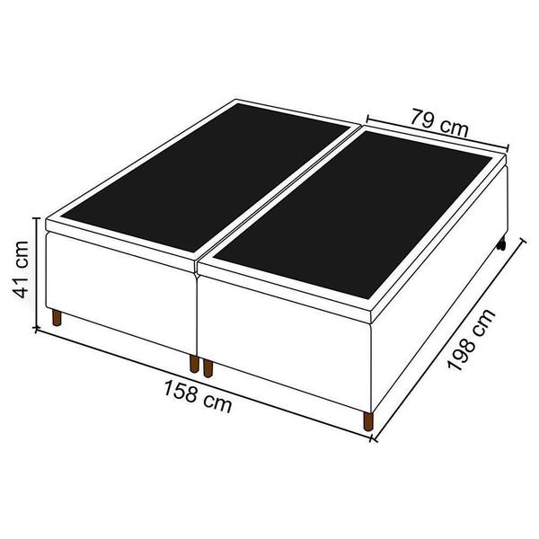 Imagem de Cabeceira Com Base Box Baú Casal Queen 158X198Cm Hit Id5 Suede Cinza/Linho Cru