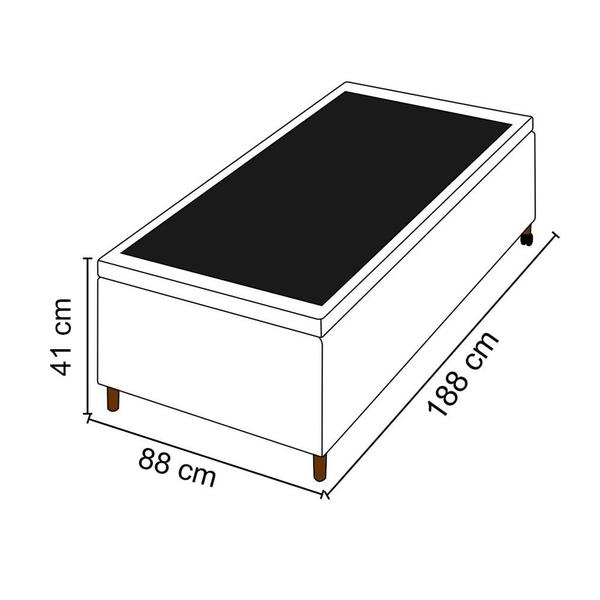 Imagem de Cabeceira com Base Cama Box Baú Solteiro 88x188cm Hit ID5 Linho Cru/Corano Preto - Mpozenato