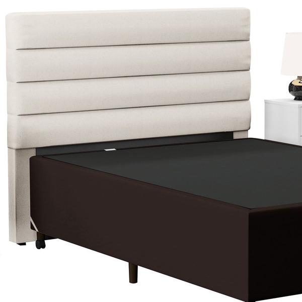 Imagem de Cabeceira com Base para Cama Box Casal 138x188cm Hit ID5 Corano Marrom/Linho Cru - Mpozenato