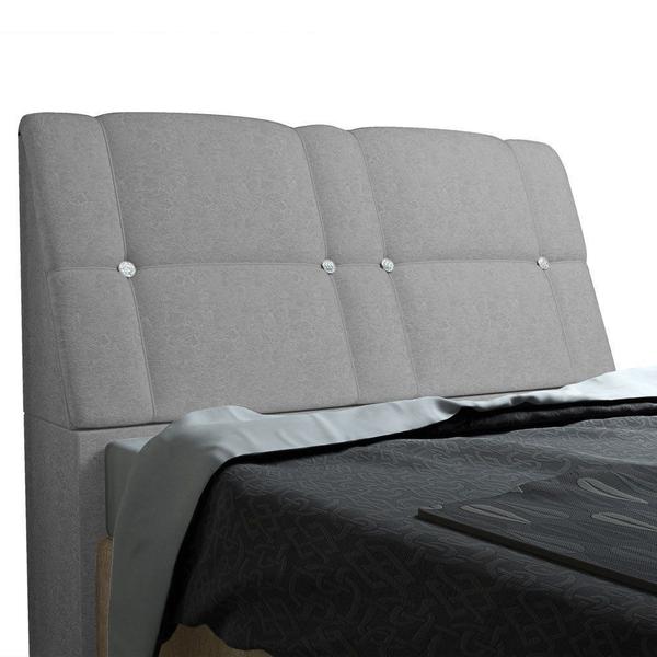 Imagem de Cabeceira com baú Itália Cama Box King 195 cm Suede Amassado Cinza - JS Móveis