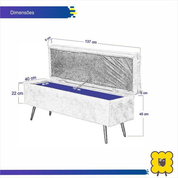 Imagem de Cabeceira com Calçadeira Baú Casal 140cm Conforto Suede Marrom - Sheep Estofados