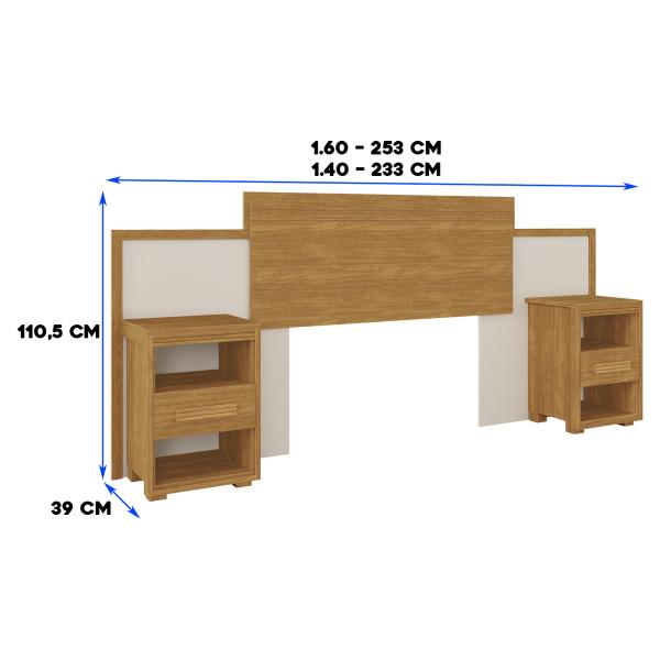 Imagem de Cabeceira Com Criados Dinamarca Para Queen e Casal Box - Pronta Entrega