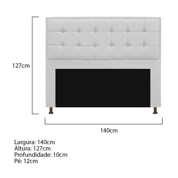 Imagem de Cabeceira Copenhague 140 cm Casal Suede Branco - Doce Sonho Móveis