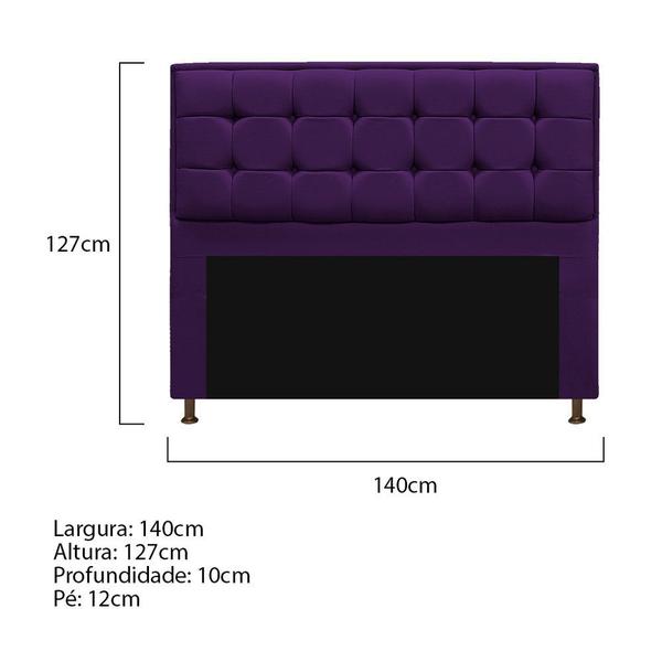 Imagem de Cabeceira Copenhague 140 cm Casal Suede Roxo - Doce Sonho Móveis