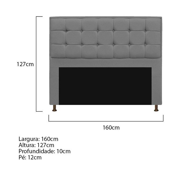 Imagem de Cabeceira Copenhague 160 cm Queen Size Corano Cinza - ADJ Decor