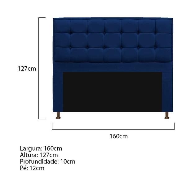 Imagem de Cabeceira Copenhague 160 cm Queen Size Suede Azul Marinho AM Decor